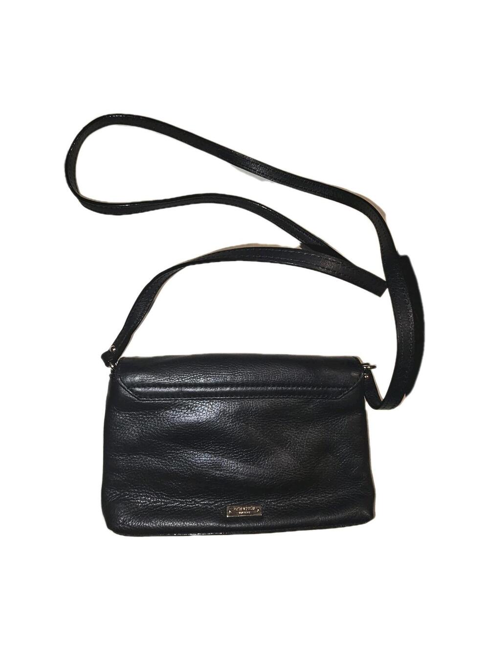 Kate Spade Small Crossbody Bag Purse Black Pebbled Leather Snap Close 2 Pocket